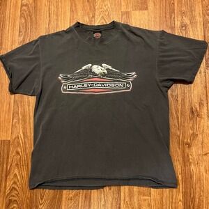 Vintage Harley Davidson Shirt Men XL Black Back Bay Boston Eagle Made in USA